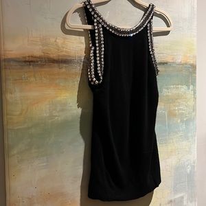 ELIE TAHARI cashmere top. Jewelled neckline and around tank and underarms. Glam!